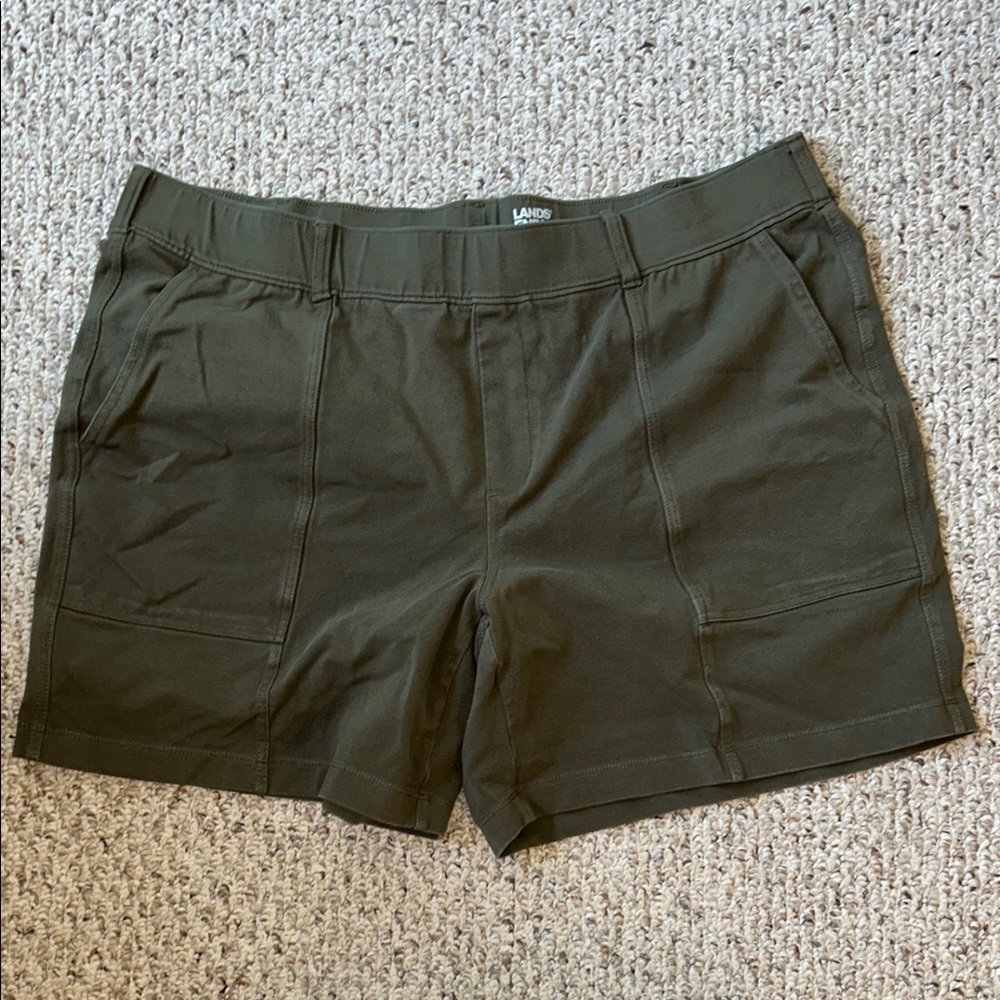 Lands' End Green Cargo Shorts with Comfort Waist